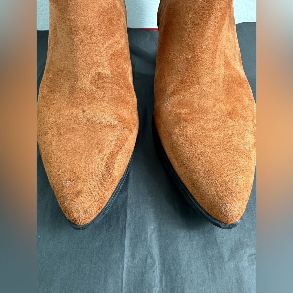 A New Day Gwen Women’s Cognac Brown Faux Suede Ankle Boots Comfort Heel, Sz 7 - Picture 4 of 13
